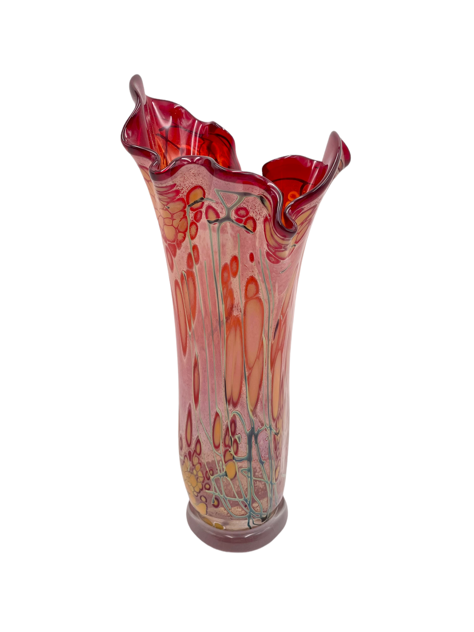 Italian Millefiori Horn of Plenty Murano glass vase Sign P Benely Anno JB59-5