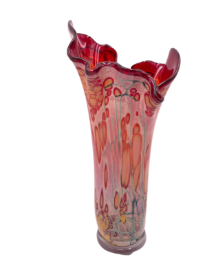 Italian Millefiori Horn of Plenty Murano glass vase Sign P Benely Anno JB59-5